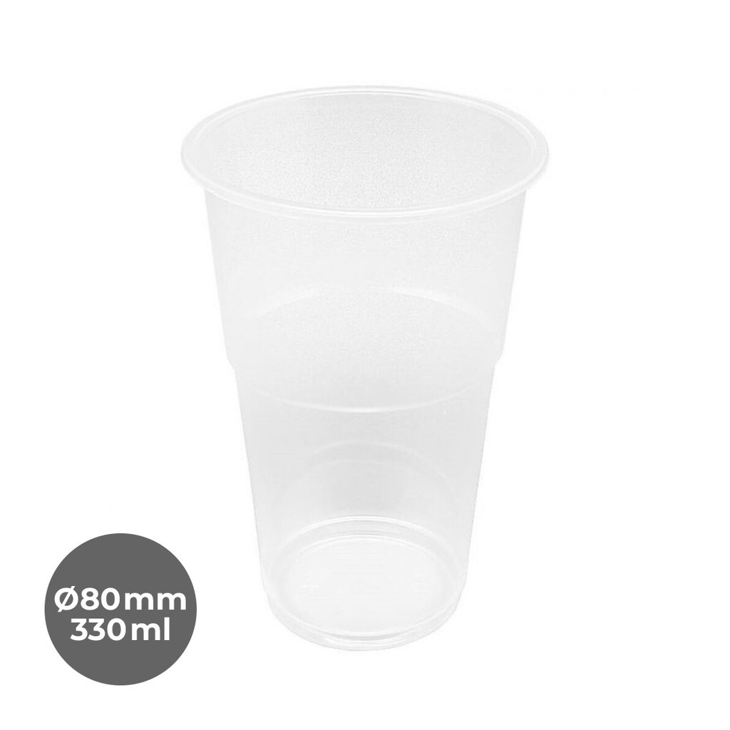 VASO PP TRANSPARENTE 330CC Ø80MM 25P-50 UDS.
