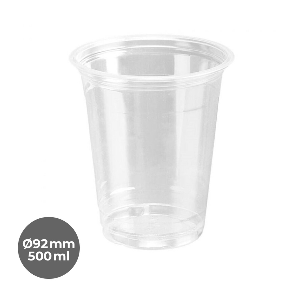 VASOS PET TRANS. 500ML(16OZ) Ø92MM 20P-50 UDS.