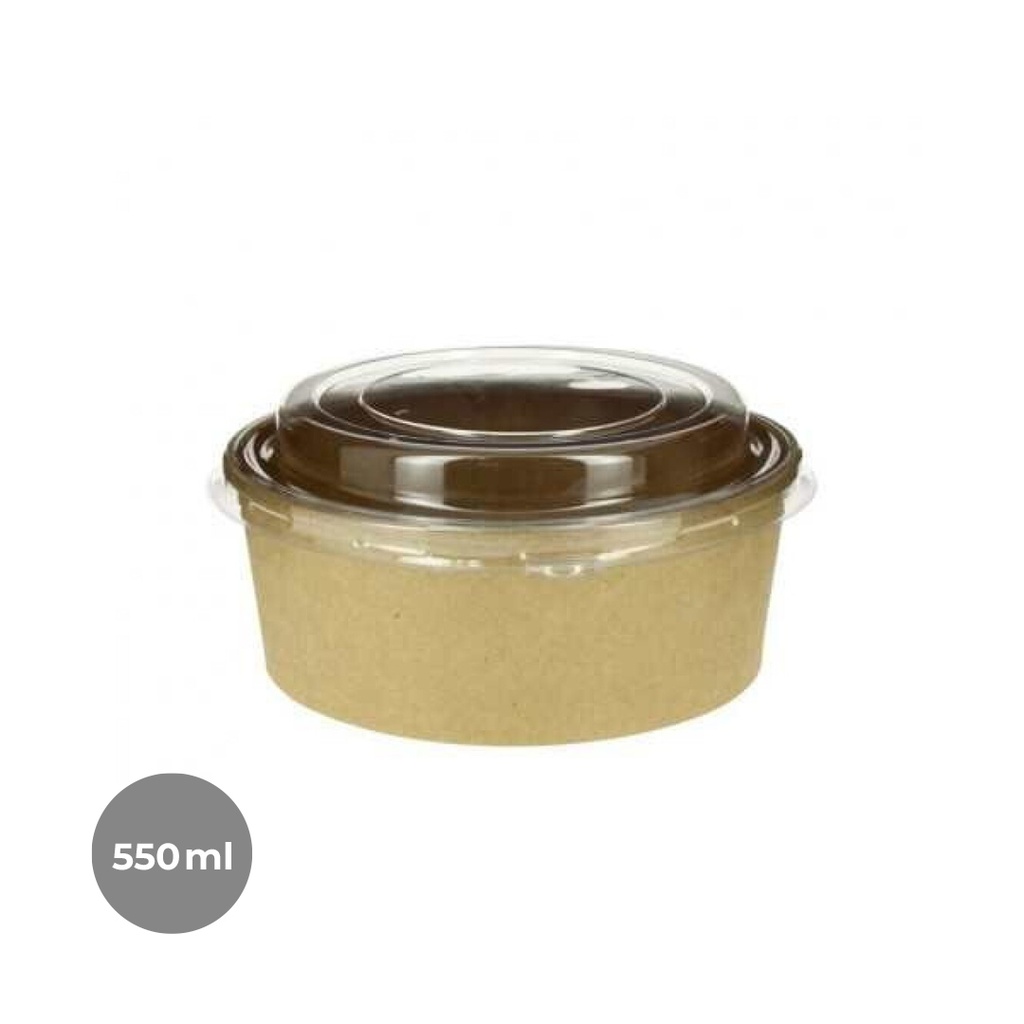 SALAD BOWL KRAFT + TAPA 550ML 5P-50 UDS.