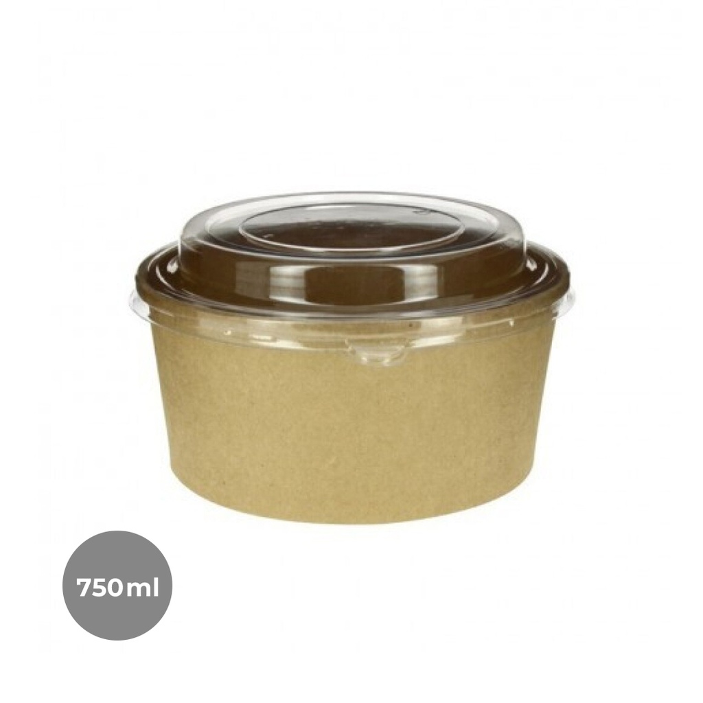 SALAD BOWL KRAFT + TAPA 750ML 6P-50 UDS.
