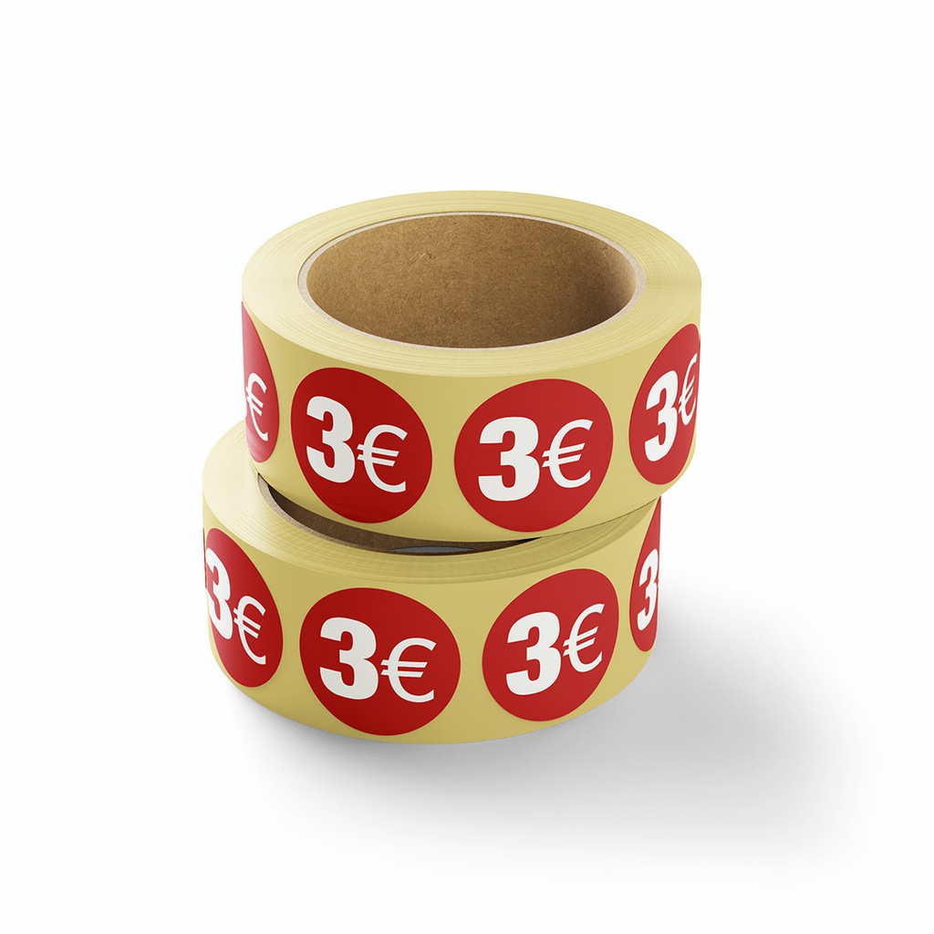 ROLLO ETIQUETAS ADHESIVAS 3€  500UDS/R