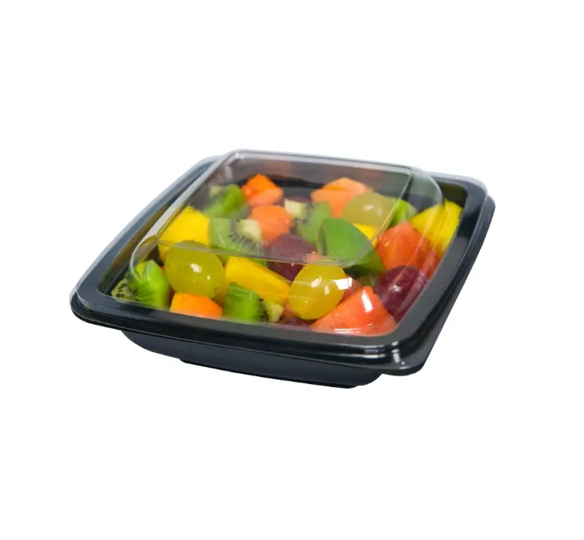 ENSALADERA CUADRADA / PET NEGRO / 750 ML / 4 PAQ-100 UDS.